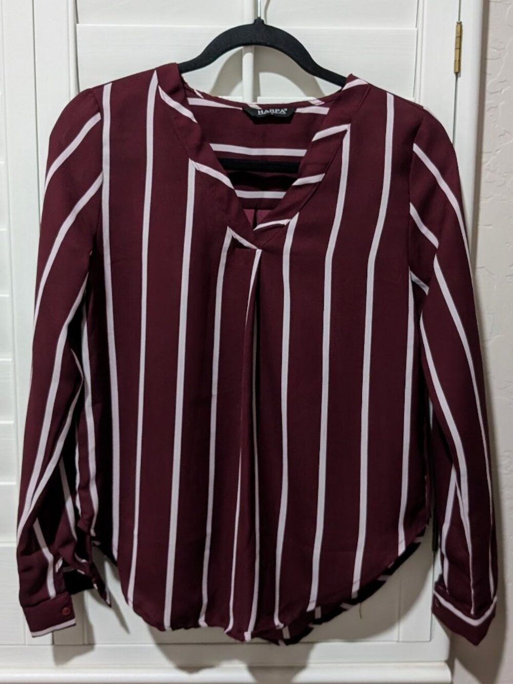 Maroon Striped Blouse | Office Casual Chic Top